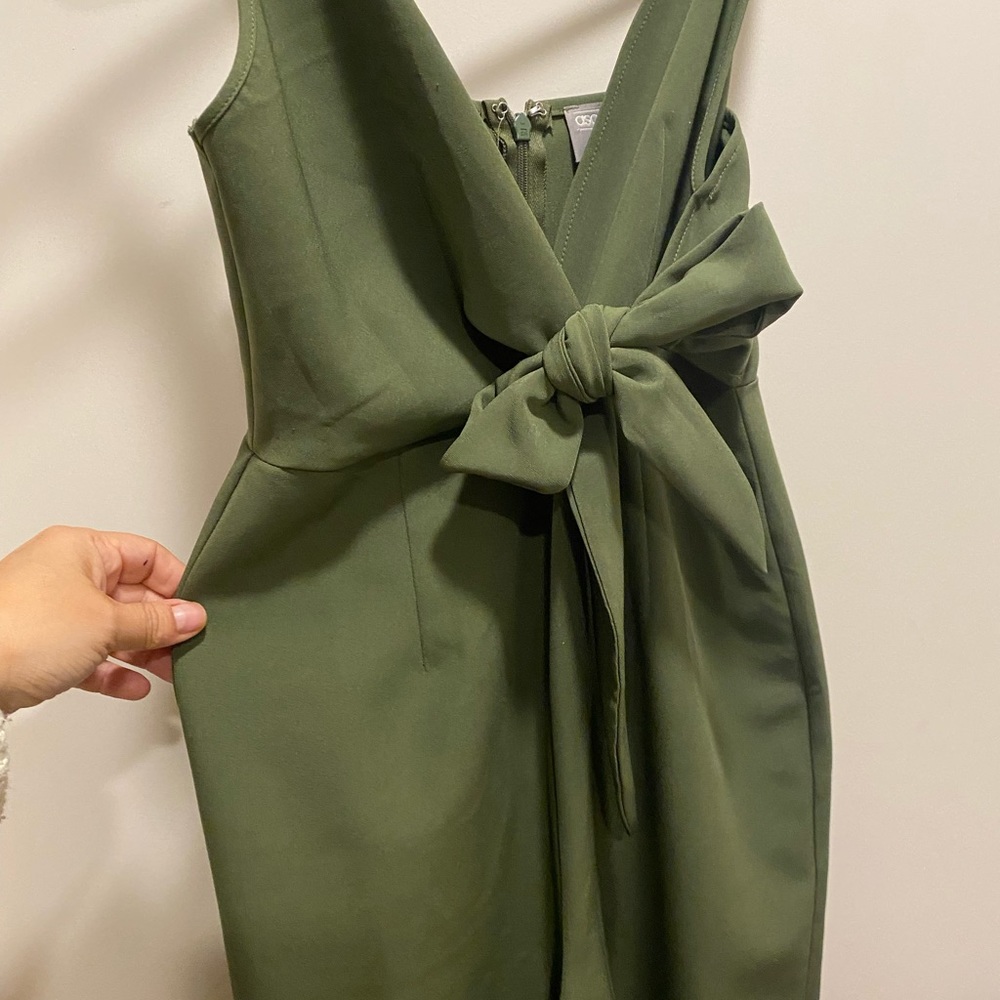 Romper olive green cute tie in the front